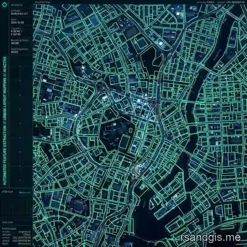 Conceptual illustration of Automated Feature Extraction from Satellite Imagery Using AI