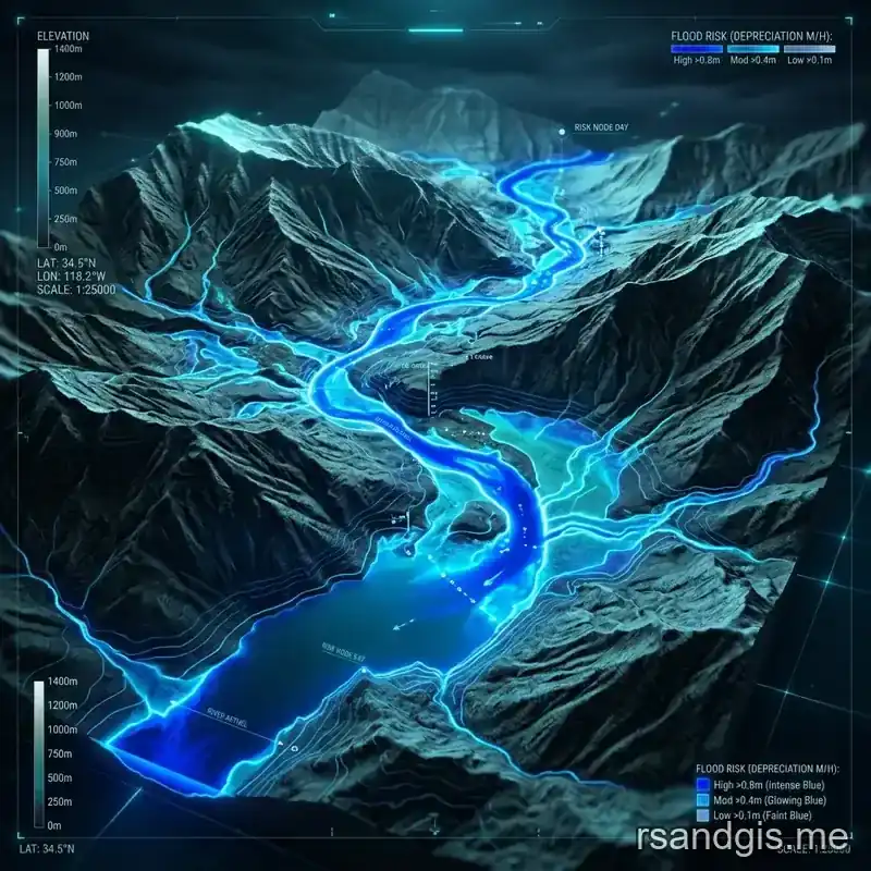 Conceptual illustration of Digital Elevation Models for Flood Risk Assessment