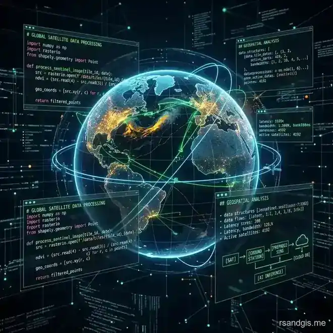Conceptual illustration of Google Earth Engine Python API: A Beginner