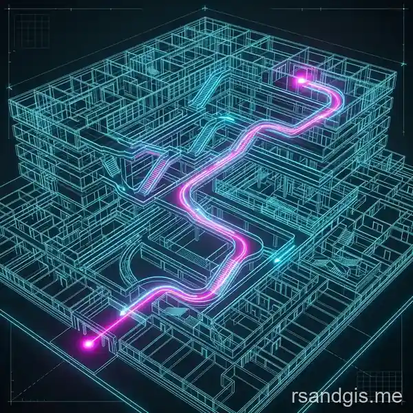 Conceptual illustration of Indoor routing and navigation using pgrouting and postgis