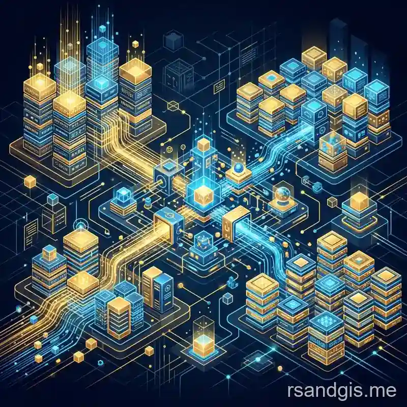 Conceptual illustration of building a serverless spatial database with duckdb and spatial